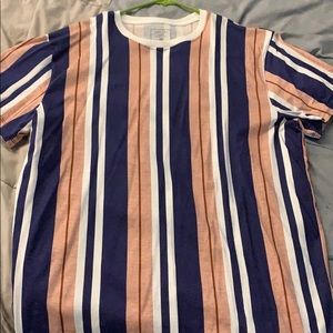 Pink, blue, white, red striped shirt